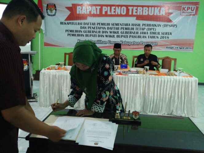 
Jumlah DPT di Kabupaten Pasuruan Ditetapkan, Pemilih Terbanyak Berada di Kecamatan Gempol