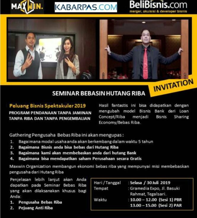 
Yuk, Ikuti Seminar Bebasin Hutang Riba Bersama Maxwin 