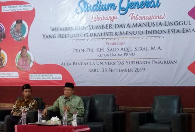 
Hadir di Kampus Yudharta, Ketua Umum PBNU Minta Mahasiswa Berjuang di Jalan yang Benar