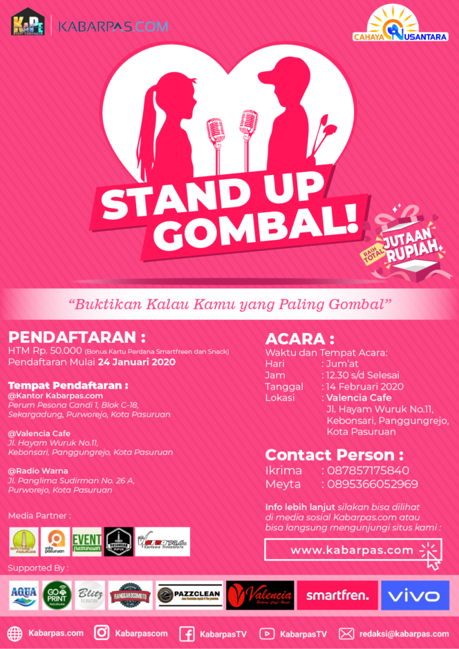 
Mau Ngegombal dapat Hadiah Uang? Yuk, Ikutan Stand up Gombal