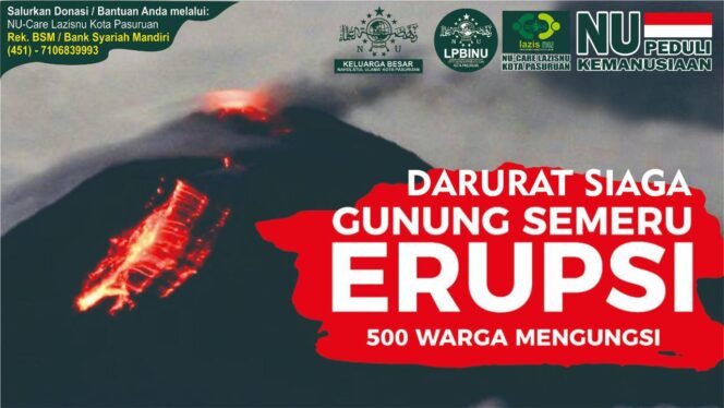 
LPBI PCNU Kota Pasuruan Buka Donasi untuk Bantu Korban Erupsi Semeru