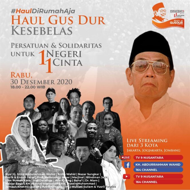 
Pandemi, Keluarga Gus Dur Gelar Haul Kesebelas dari Tiga Kota