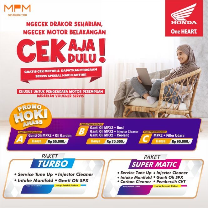 
Khusus Wanita Cek Motor di AHASS Jatim & NTT, Gratis Voucher