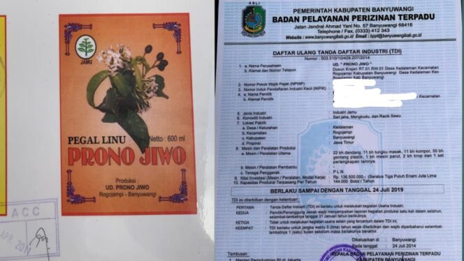 
Ternyata Jamu Pegal Linu Merek Prono Jiwo Bukan Milik Oknum Anggota Polda Jatim