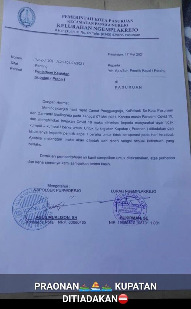 
Masih Pandemi, Tradisi Praonan hingga Haul Mbah Slagah Ditiadakan Sementara