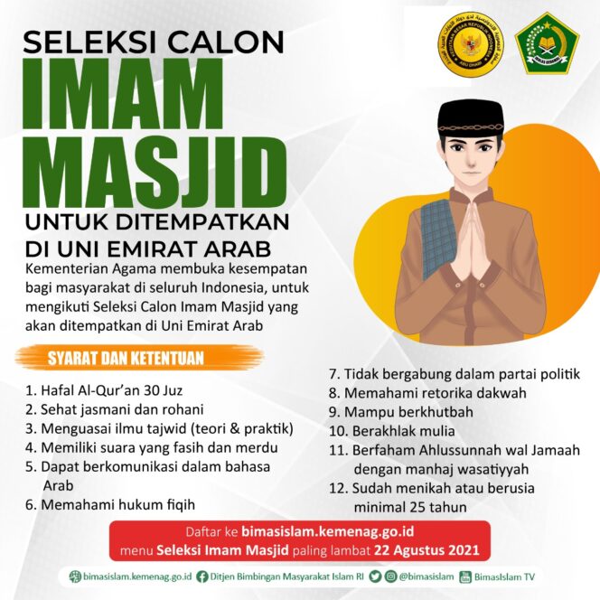 
Kemenag Kembali Buka Seleksi Imam Masjid untuk Uni Emirat Arab