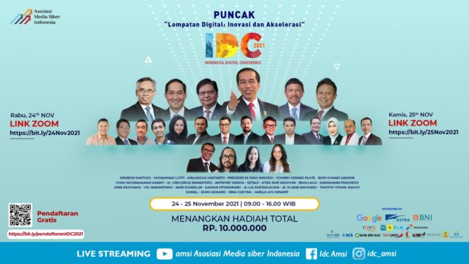
Wakili Presiden Jokowi dan Menko Perekonomian Bakal Buka Puncak IDC AMSI 2021