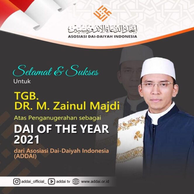 
TGB Dr. Zainul Majdi Dinobatkan sebagai Dai of The Year 2021 Versi ADDAI