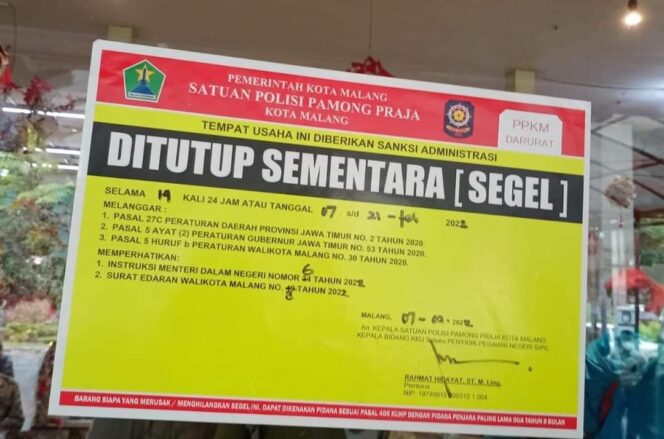
Minimarket Lai Lai Disegel Usai Dikunjungi Pasien Covid-19