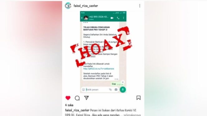 
Waspada! Beredar Pesan Hoax Soal Pencairan PKH dari Faisol Riza