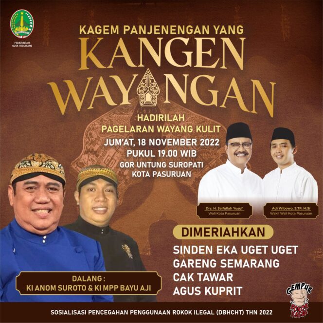 
Gus Ipul akan Hadirkan Dalang Anom Suroto Hibur Warga Kota Pasuruan