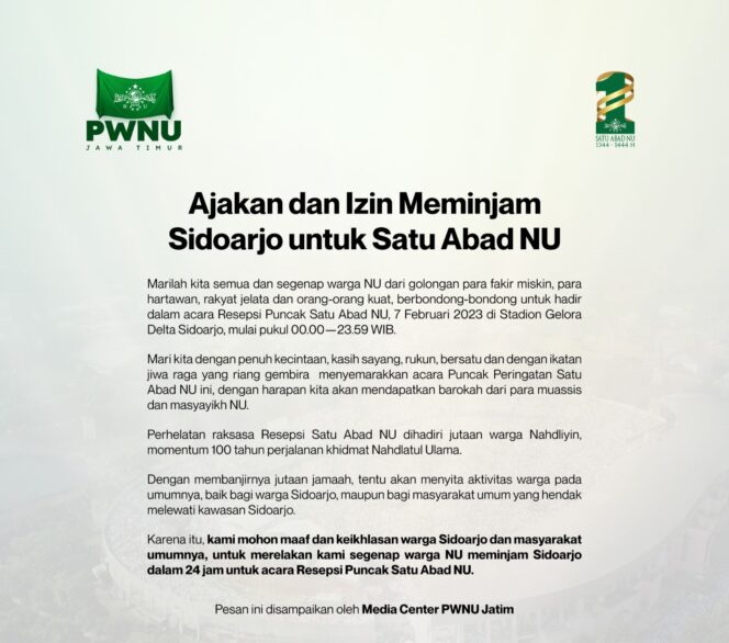 
Jutaan Warga Nahdliyin Akan Hadiri Resepsi Puncak 1 Abad NU, PWNU Jatim Serukan Ini…
