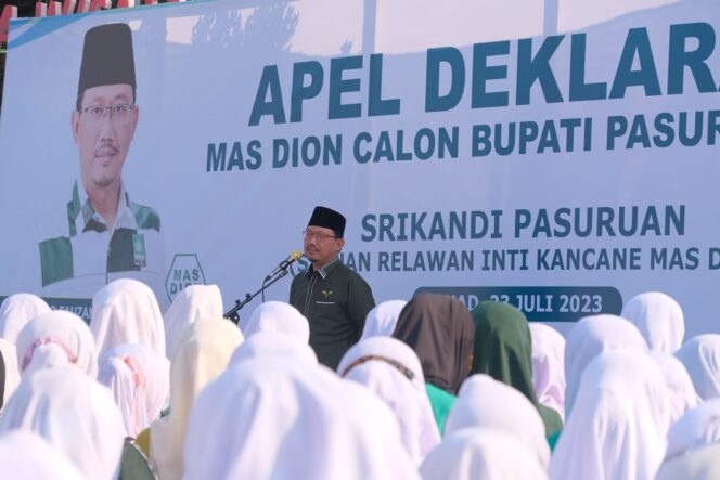 
Ribuan Srikandi Pasuruan Deklarasi Dukung Mas Dion Jadi Bupati