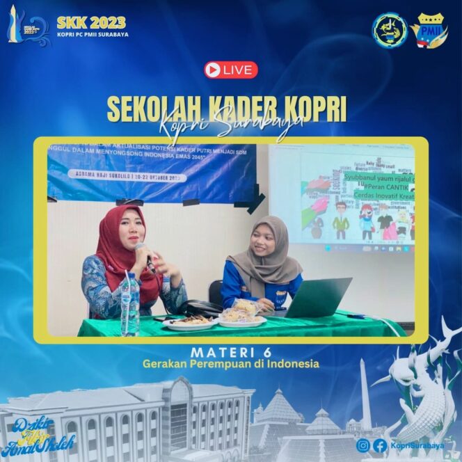 
Narsum Sekolah Kader KOPRI PMII Surabaya, Ning Lia Disebut Sosok Perempuan Tangguh