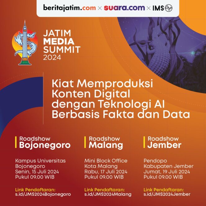 
Gandeng Komunitas dan Content Creator, Jatim Media Summit 2024 Gelar Roadshow Menarik di Tiga Kota