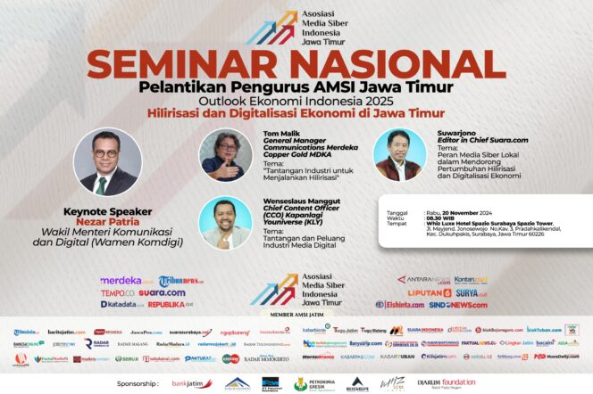 
Wamen Komdigi Bakal Hadiri Seminar dan Pelantikan Pengurus AMSI Jawa Timur 
