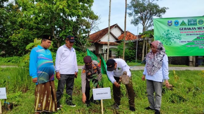 
Semarakkan Harlah NU, MWCNU Sugio Kampanyekan Aksi Tanam Raya 1002 Pohon