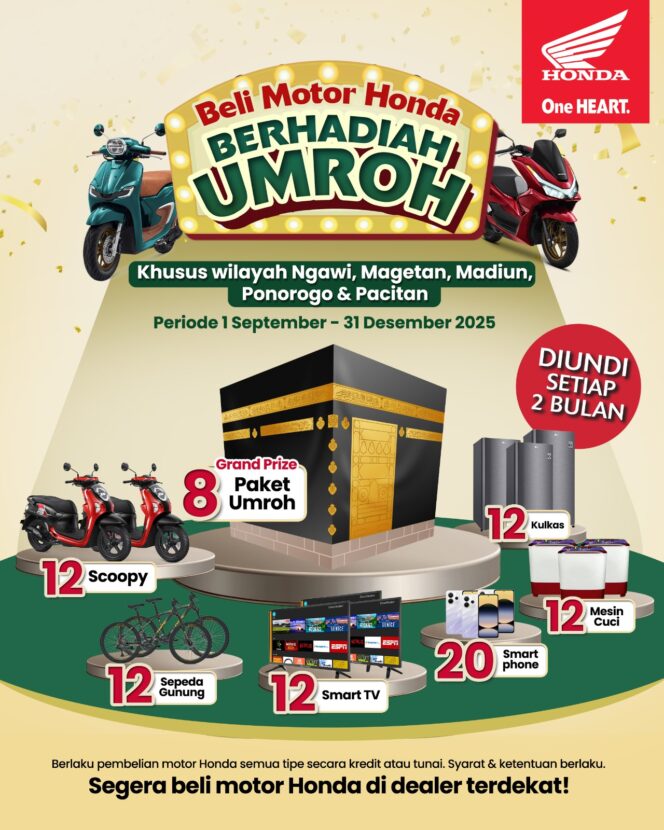 
Kesempatan Emas Konsumen Honda Madiun, Beli Motor Bisa Berangkat Umroh