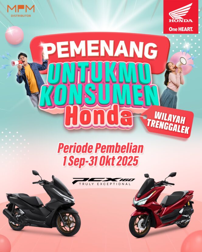
Pemenang Undian Konsumen Honda Trenggalek Resmi Diumumkan, Hadiah Grand Prize Honda BeAT Jadi Rebutan