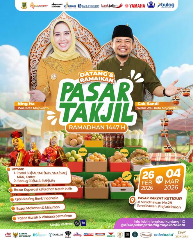 
Semarak Bulan Suci Ramadan 2026 Pasar Takjil Kembali Hadir di Pasar Ketidur Kota Mojokerto