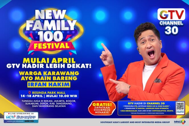 
Warga Karawang Yuk Merapat! GTV Hadir Lebih Dekat Persembahkan New Family 100 Festival Bareng Irfan Hakim!