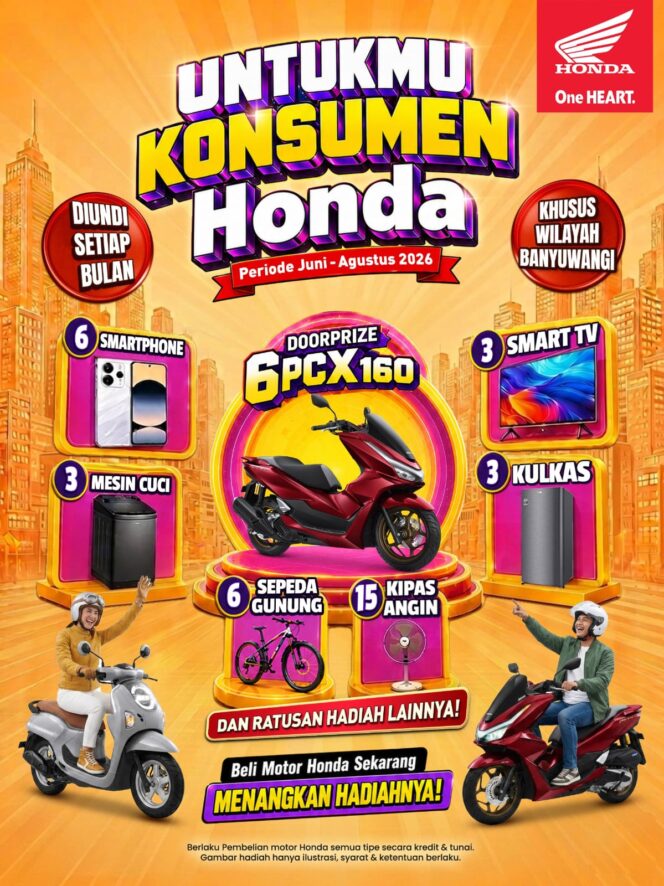 
MPM Honda Jatim Kembali Hadirkan Program “Untukmu Konsumen Honda”, 6 Honda PCX160 Menanti Konsumen Banyuwangi