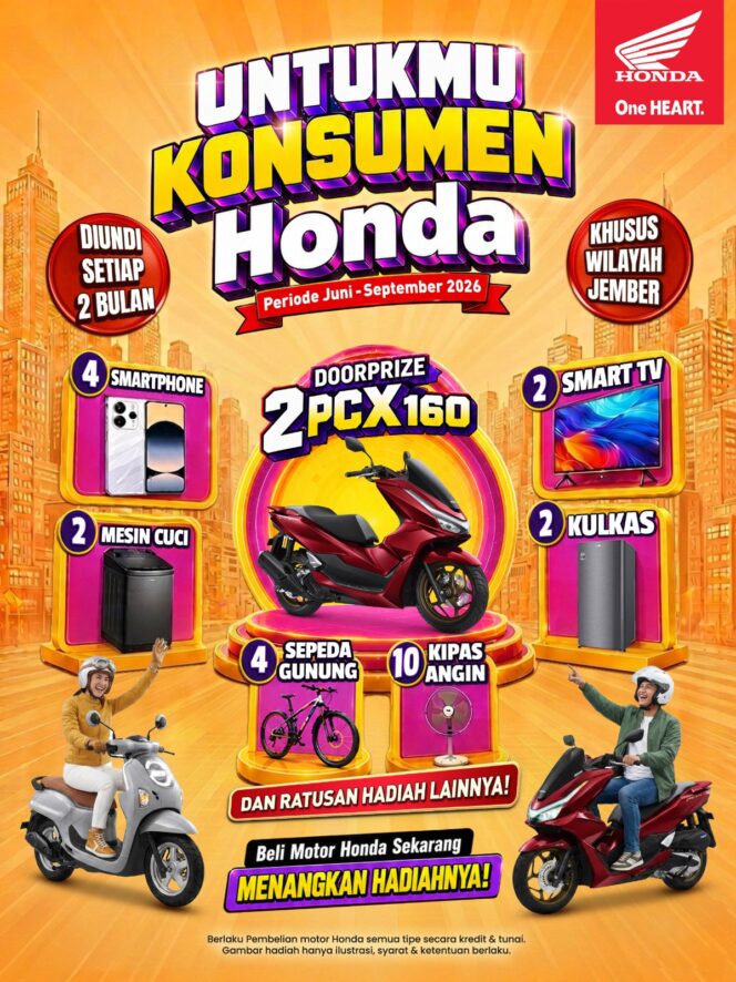 
MPM Honda Jatim Kembali Hadirkan Program “Untukmu Konsumen Honda”, 2 Honda PCX160 Menanti Konsumen Jember