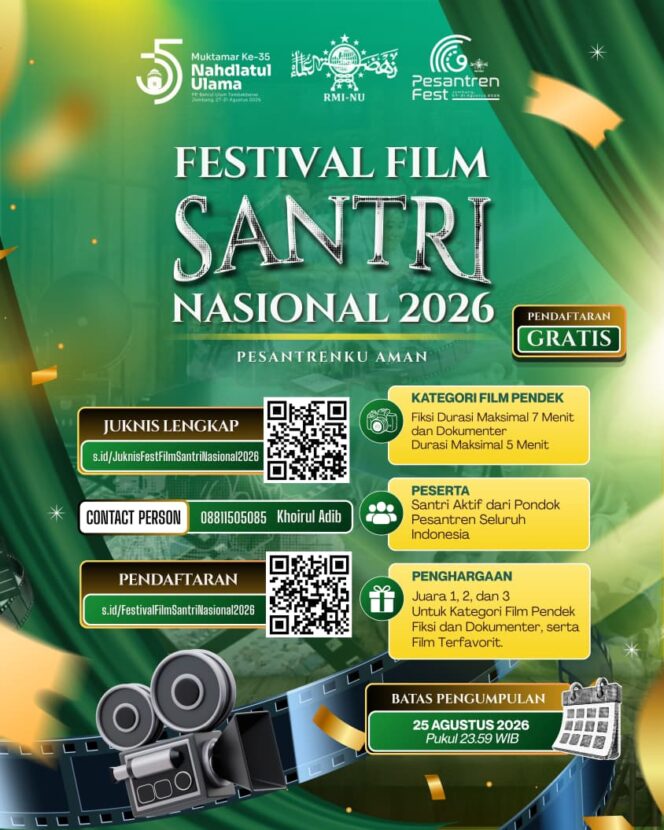 
RMI PBNU Gelar Festival Film Santri Nasional 2026 Sambut Muktamar ke-35 NU